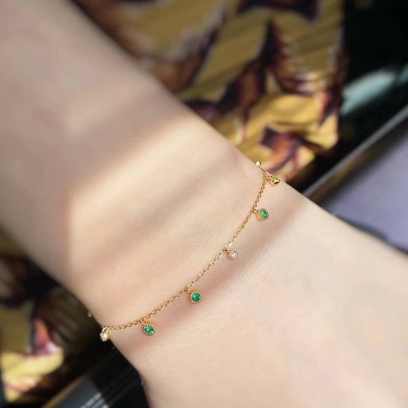 Pulseira Luar em Ouro 18k com Esmeraldas e Diamantes