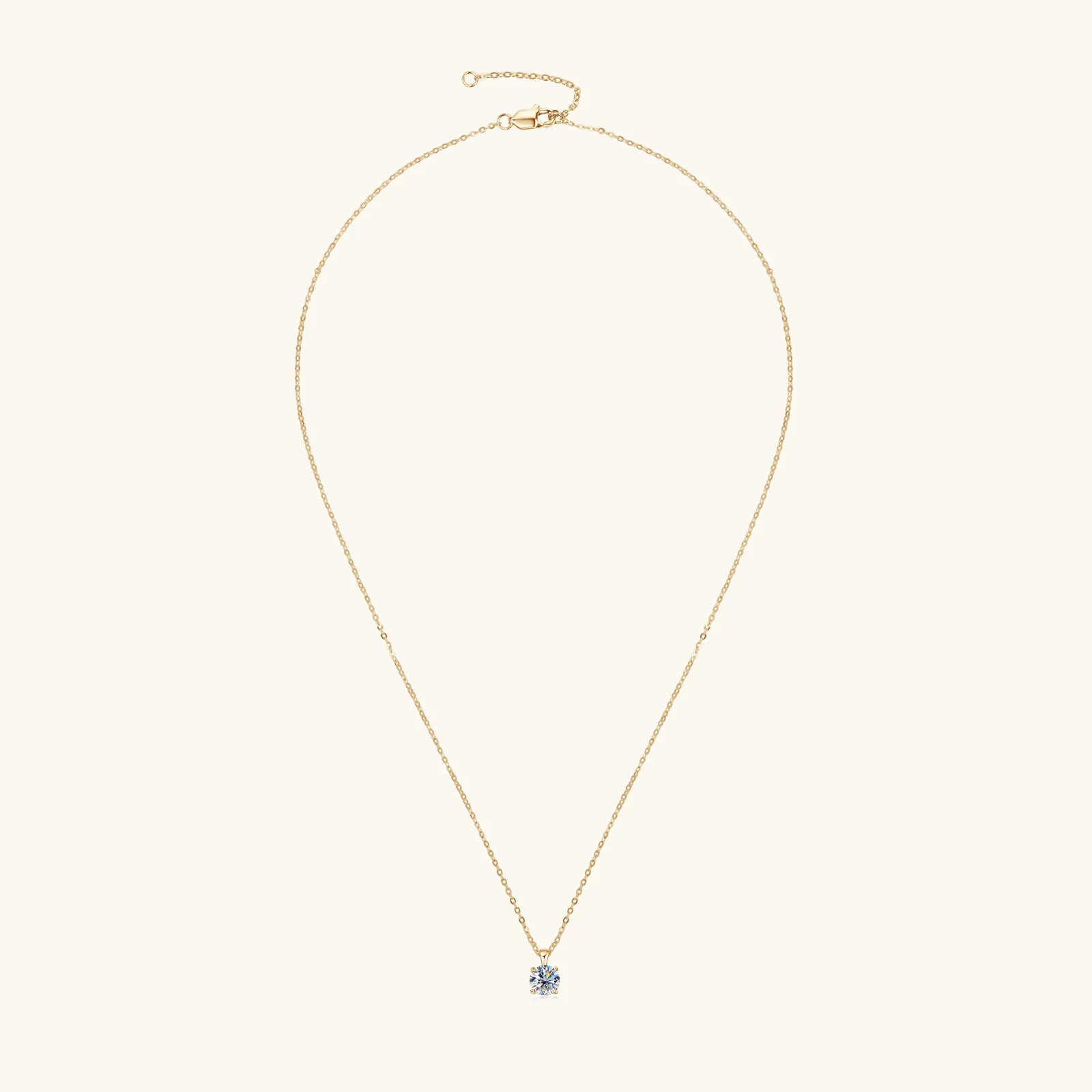 Colar Solitário em Prata Banhado a Ouro 18k com Pingente de Moissanite