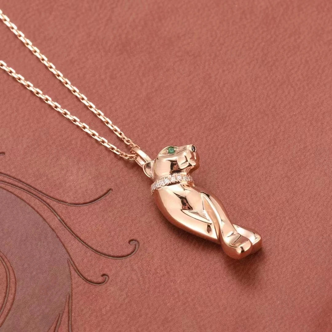 Colar em Ouro 18k com Pingente de Leopardo Ornamentado com Diamantes
