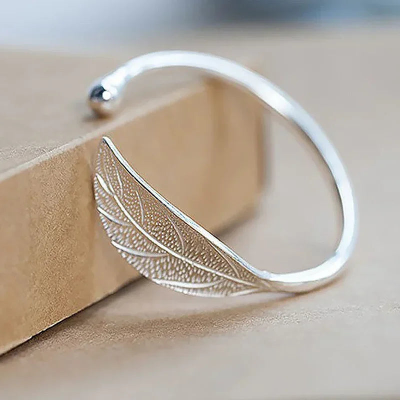 Bracelete Folha em Prata