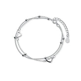 Pulseira Vivence em Prata com Corações