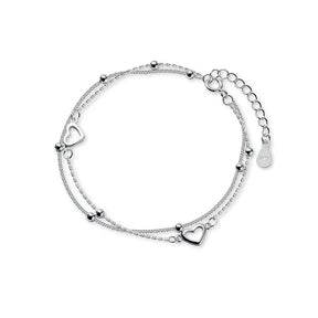 Pulseira Vivence em Prata com Corações