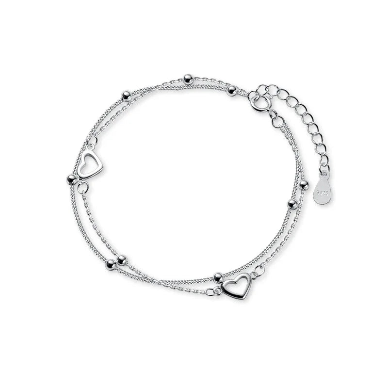 Pulseira Vivence em Prata com Corações