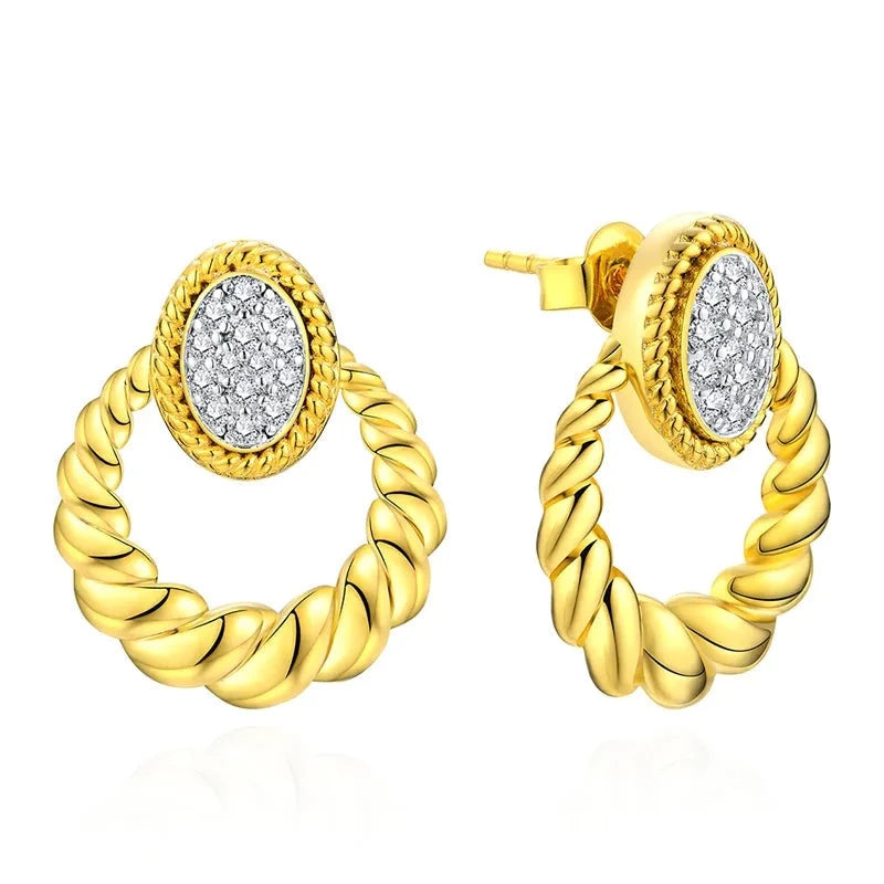 Brinco Regina di Luce em Ouro com Pedra Moissanite