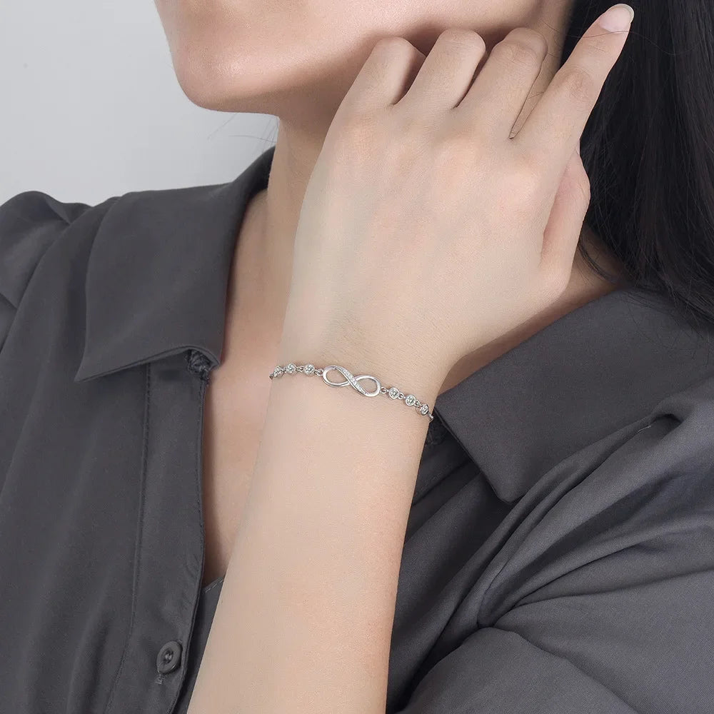 Pulseira Elo de Cristal em Prata