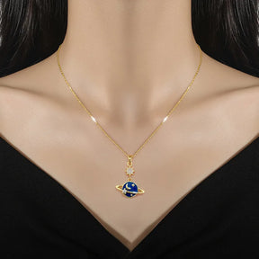Colar Estrela de Saturno Banhado a Ouro
