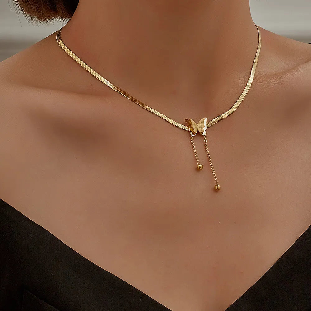 Corrente Vivence Banhado a Ouro com Borboleta