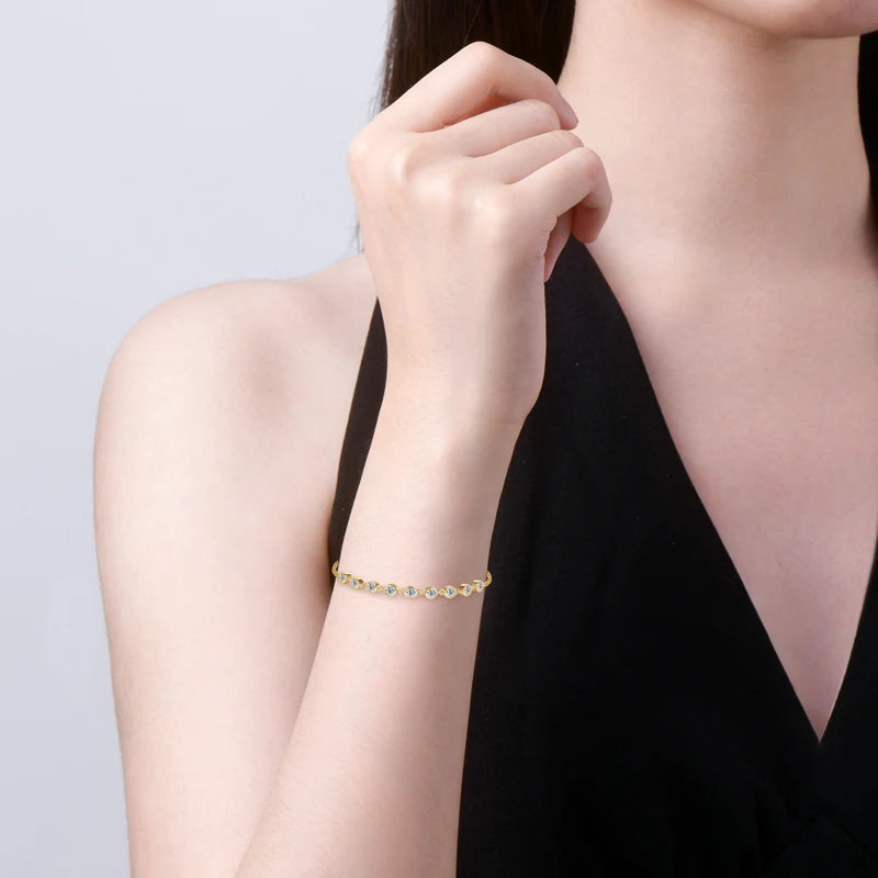 Pulseira Lívia em Prata Banhada a Ouro 18K com Moissanites