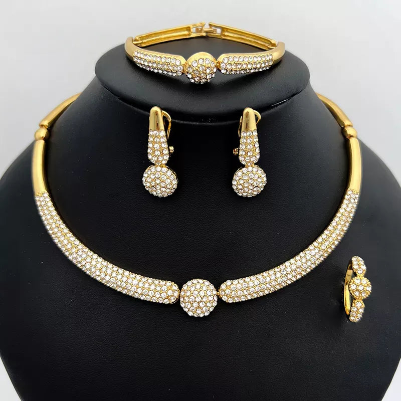 Conjunto de Semijoias Dubai Folheadas a Ouro