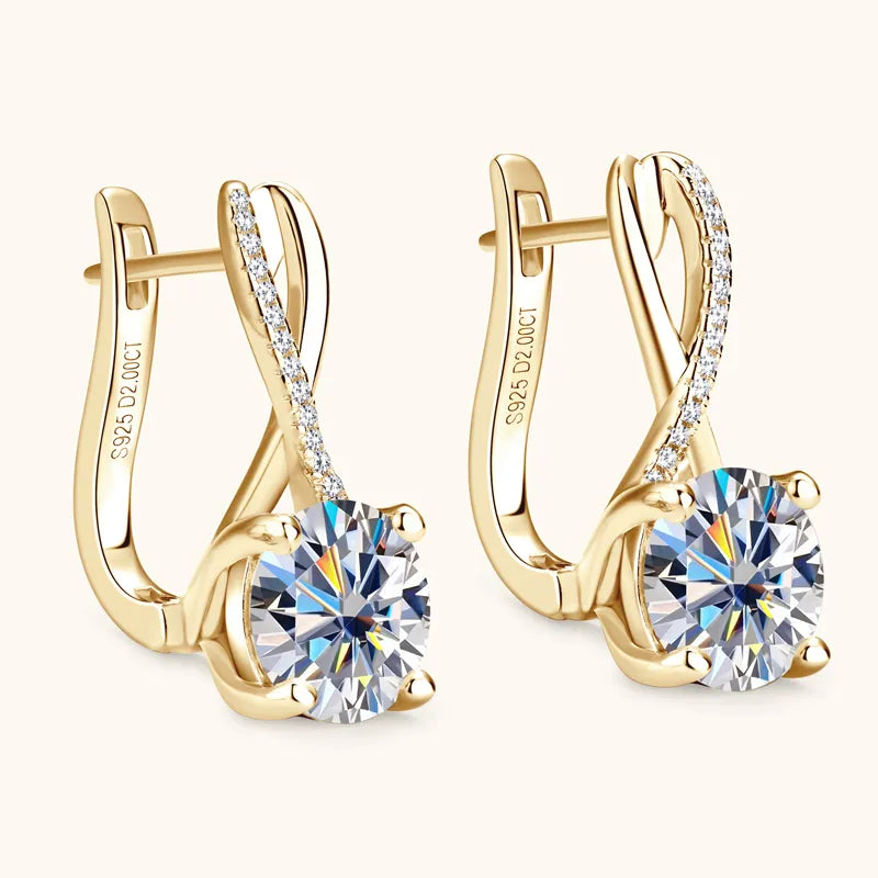 Brinco Marina em Prata Banhado a Ouro 18k com Moissanite