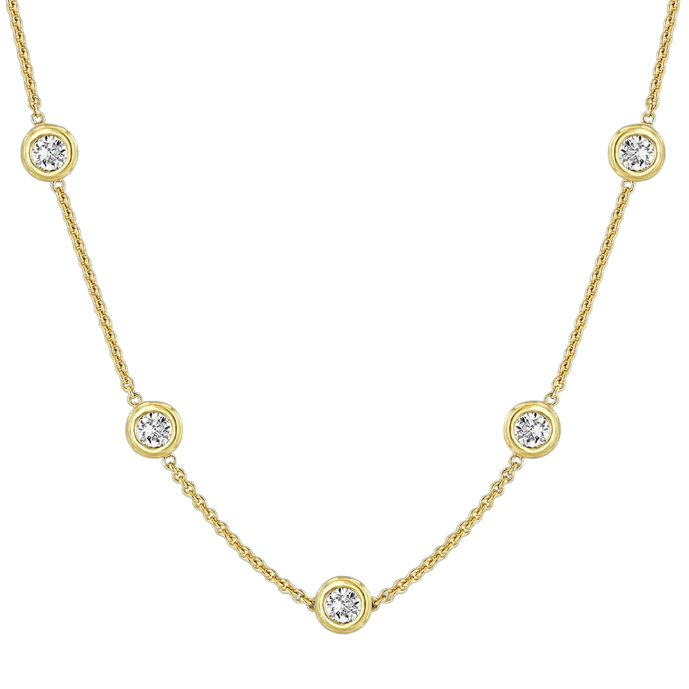 Colar d'Amore de Prata com Banho em Ouro 18k e Moissanites