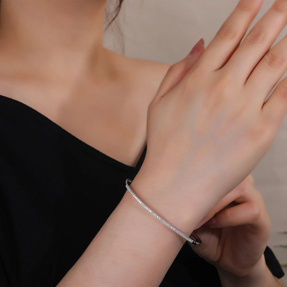 Bracelete Vivence em Prata Banhado a Ouro com Moissanites