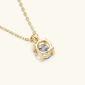 Colar Solitário em Prata Banhado a Ouro 18k com Pingente de Moissanite