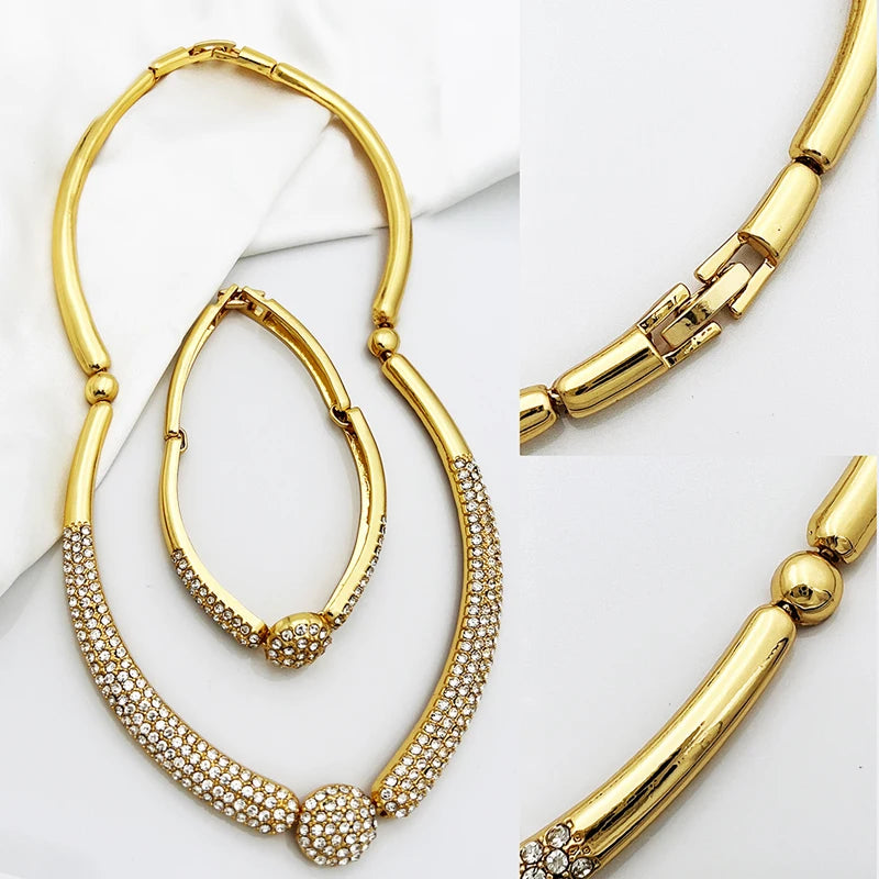 Conjunto de Semijoias Dubai Folheadas a Ouro