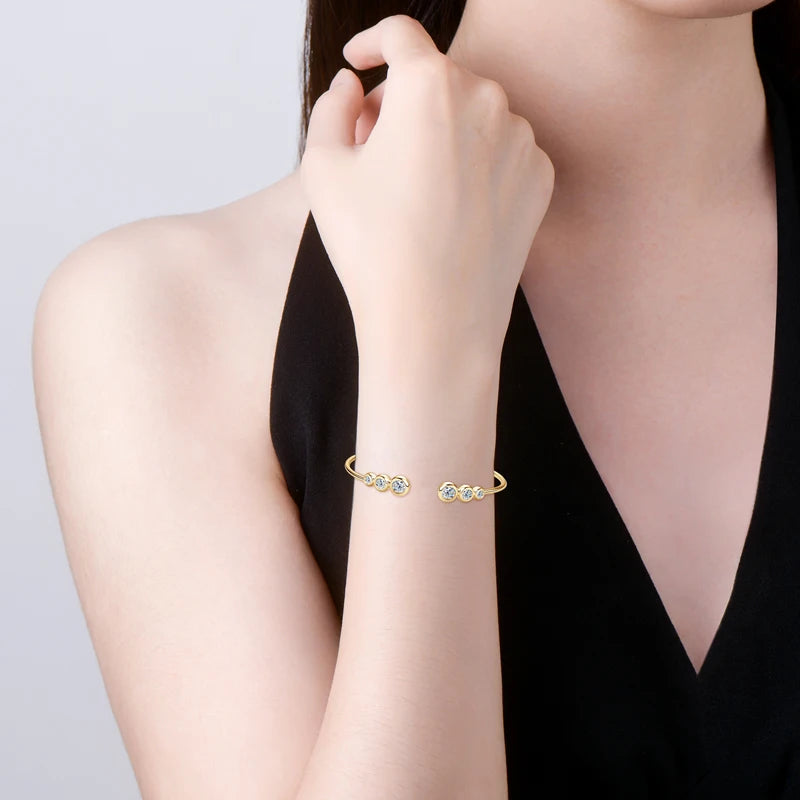 Pulseira Moissanite em Prata Banhada a Ouro 18k