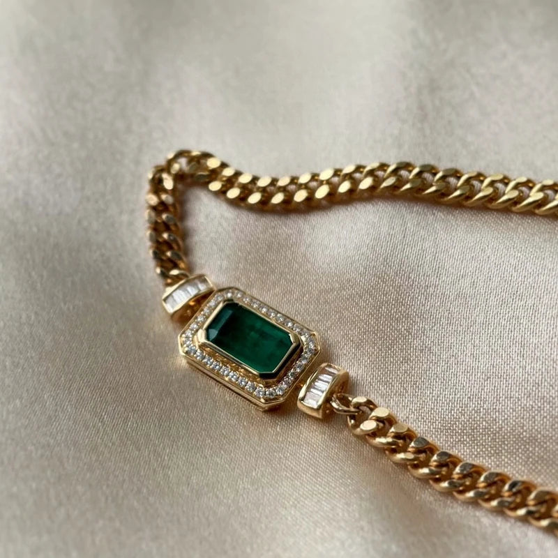 Colar Cleópatra em Ouro 18k com Esmeralda e Diamantes