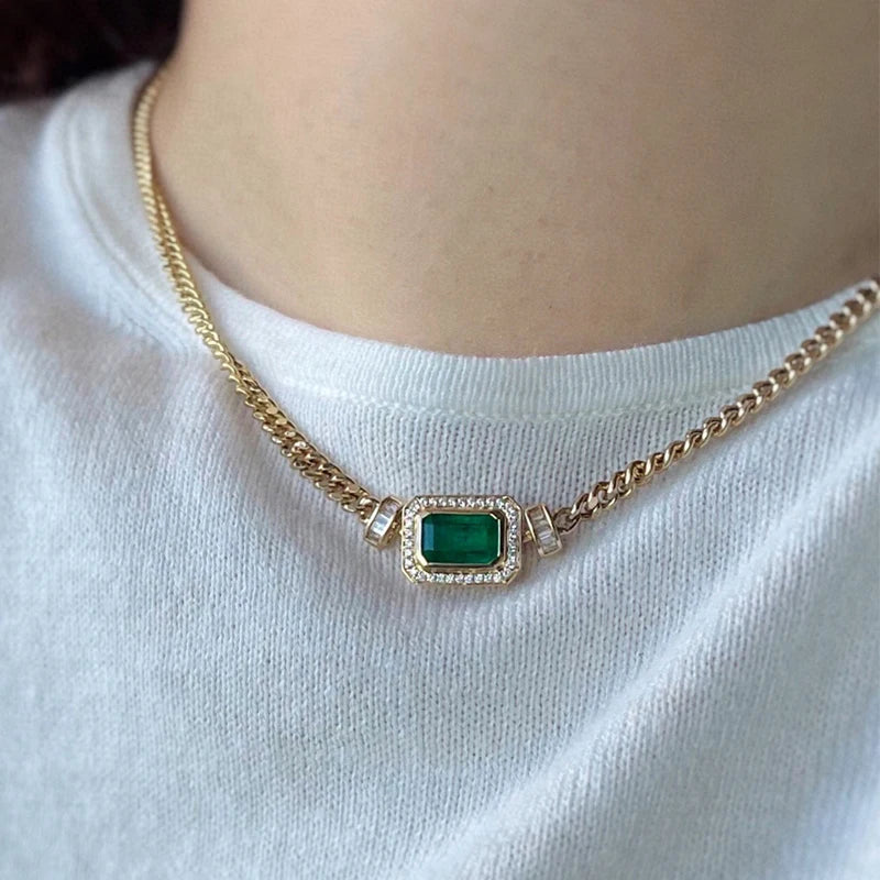 Colar Cleópatra em Ouro 18k com Esmeralda e Diamantes