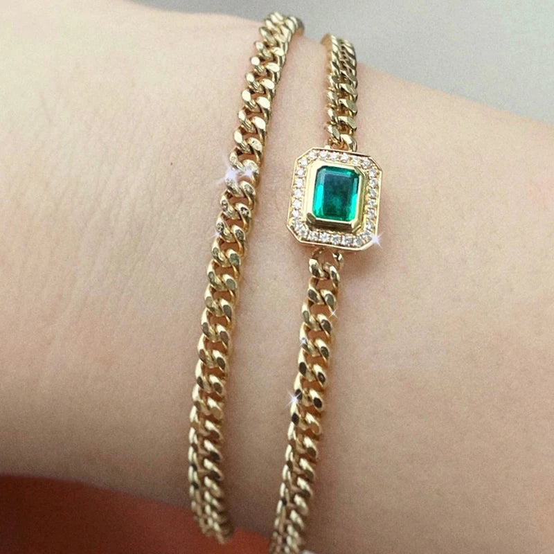 Pulseira Cleópatra em Ouro 18k com Esmeralda e Diamantes